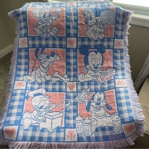 Vintage Avon 1994 Disney Babies Blue and Pink Character Blanket